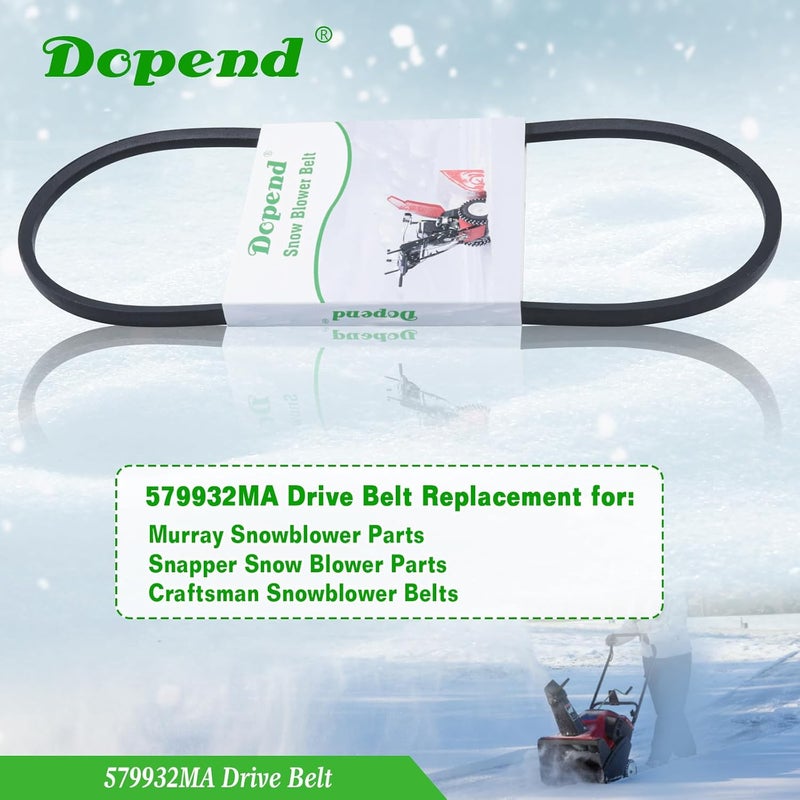 Dopend 579932MA Drive Belt 3/8’’ x 33’’ for Craftsman, Murray Snowblower Parts, Replaces 1733324SM, 579932 Auger Belt - Image 2